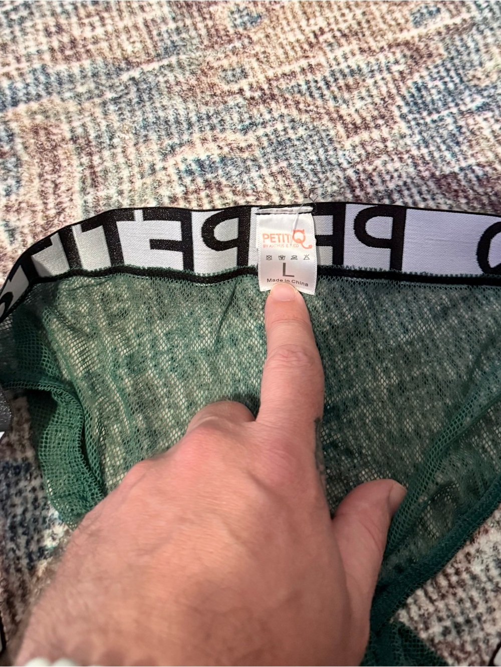 PETITQ Men's Green Mesh Briefs with Branded Waistband